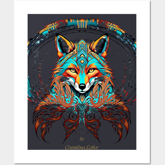 Tribal Fox psychadelic allure Wall Art by Cristilena Lefter